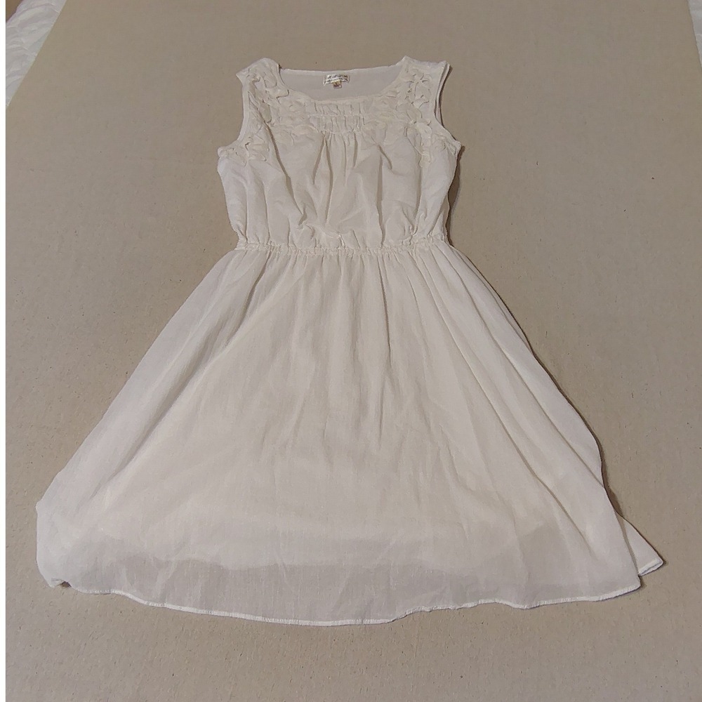M S S P Studio Specialty White Sleeveless Embroidered Waist Dress Size L‎ QQ